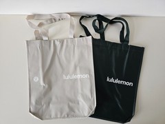 2 x New LULULEMON Grey Green LOGO Reusable Shopping Gym Shopper Bag Large