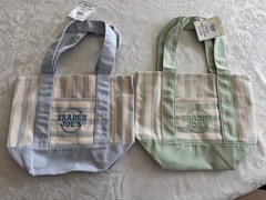 Trader Joe’s, Mini Canvas, Tote Bag, Set Of 2 Blue And Green Striped Summer 2026