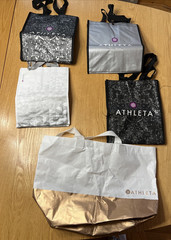 Lot of 5 Athleta Reusable Bags -medium & large