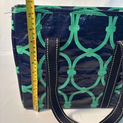 Mixed Bag Designs Small Mini Tote Market Grocery Shopping Bag Navy Green Geometr