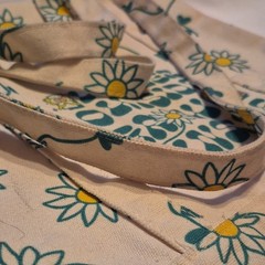 Reusable Canvas Shopping Bag Foldable Adjustable Strap Inner Pocket Floral Print