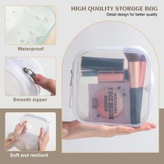 BS-MALL Silicone Travel Makeup Bag – Transparent Cosmetic Storage White