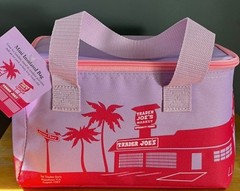 Trader Joes mini insulated purple bag with pink zipper