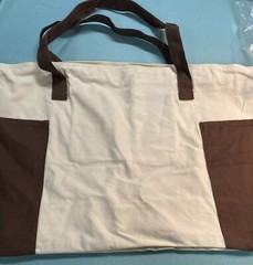 NEW The Company Store Cotton Canvas Tote Bag Ivory Brown Zip