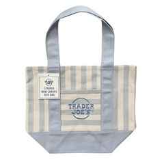 Trader Joe’s Mini Striped Canvas Tote Bag Pastel Pink Blue Summer SET of 2 NWT