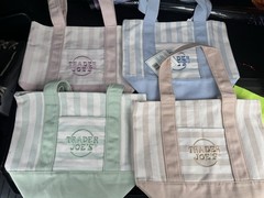 Trader Joe’s Mini Pastel Stripe Canvas Tote Bag Limited Edition 2026 Set Of 4