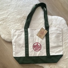 Trader Joe’s Foldable Reusable Tote Bag Cotton Polyester White Green