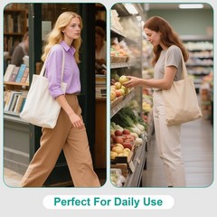 Reusable Canvas Tote Bags Lightweight Blank Grocery Bag for Shopping, Travel