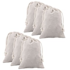 12pcs Cotton Storage Bags 5.9″ x 7.9″ Canvas Drawstring Bag, Beige