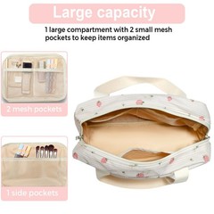Chicarries Small Makeup Bag for Purse Cute Corduroy strawberries pink