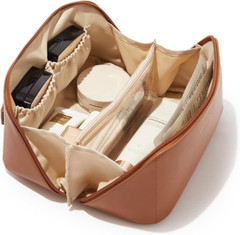 EACHY Travel Makeup Bag,Large Capacity Cosmetic Bags for Medium, Brown