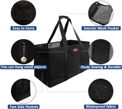 Reinforced Large Utility Grocery Tote – Heavyweight Waterproof Design in Black