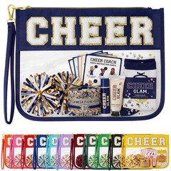 Ahdoma Cheer Makeup Bag Cheerleader Gifts Chenille Letter Cosmetic Navy