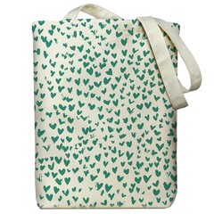 Canvas Tote Bag With Zipper Pocket – Green Hearts, Thick Canvas – Perfect for…