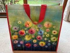 Reusable Tote Bag 16.5” X 16” X 10” Floral Spring Summer Red Green Flower Marcs