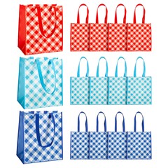 Fun Express Laminated Nonwoven Gingham Tote Bags, Large 12″ x 14″- 12 Pc