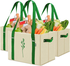 Green Bulldog Reusable Grocery Bags – Heavy Duty Reusable Shopping Tote Bags W/L