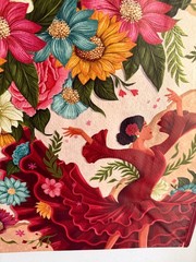 HOMESENSE REUSABLE LARGE TOTE SHOPPING BAG 20″ X 18″ FLAMENCO WOMAN FLOWER NEW