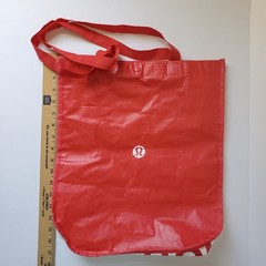 Lot Of 8 Lululemon Shopping Bags Snap Close Red White Black Print Reusable Tote