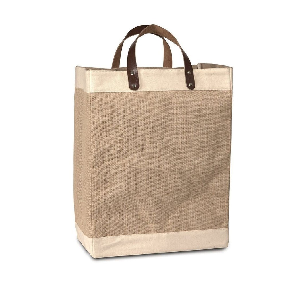 Personalized Tote Gift Bags | Leather Handle Jute Carry Bag