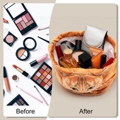 GKIOYRO Drawstring Makeup Bag, Cute Cat Travel Bag Gifts for Gray