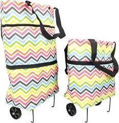 Versatile Color Striped Reusable Grocery Bags with Folding Wheels – 16L Capacity