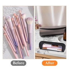 Psyqtsuary Clear Makeup Bag, PU Leather Mini Pouch Portable Black