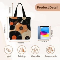 Vinyl Vintage Records Tote Bag, Music Lovers Gift Canvas Tote Bags for Women,…