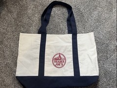 Trader Joe’s Premium Canvas Tote Bag Navy & Cream Designer-Style Market Bag