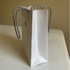 Apple Store Shopping Bag Small White Gift Bag Gray Rope Handles 8.75 × 6 × 3.2in
