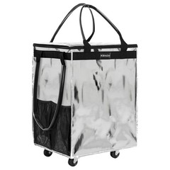 (Medium, Starlight Silver)Reusable Grocery Bag on 4 Wheels,Foldable Rolling T…