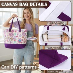12 Pack Multi-color Blank Canvas Tote Bags Bulk 17.5 x 14.5 Inch Reusable Gro…
