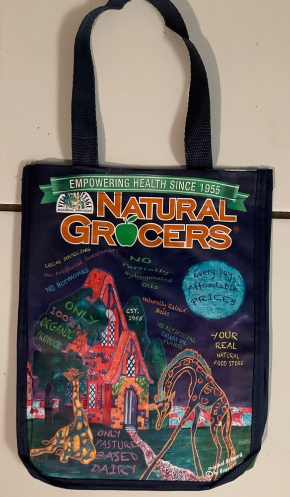 NWT Small Natural Grocers Bag Reusable Shopping Tote Heavy Duty 9” x 12”