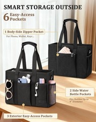 Canvas Tote Bag for Women, Lar Shoulder Bag with Lap partment &