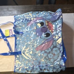 Disney Stitch Foldable Blue Plastic Reusable Shopping Bag Pop Art Tote