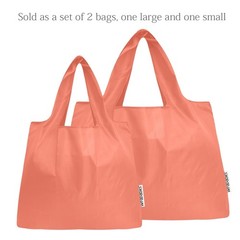 2 PCS Large Small Foldable Nylon Reusable Grocery Tote Bags Set Shopping