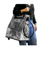 CleverMade Foldable Rolling Tote Bag 18″W x 24″H Soft Grip 90L 75lb Silver New