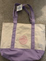 Trader Joe’s Reusable Canvas Tote Bag Purple/Beige 21x16x6 Solid