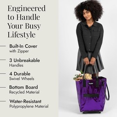 HULKEN (Small, Ultraviolet) Reusable Grocery Bag On Wheels, Carries Up to 66 lb