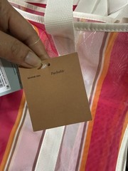 Shade & Shore Packable Large Reusable Stripe Tote Pink/White/Orange 20×15