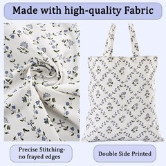 Ridhi Blue Hand Block Printed Cotton Canvas Tote Bags For Women Set 2 15″ x16…