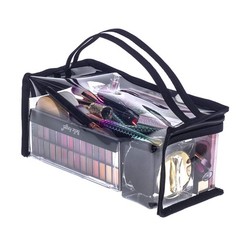 Jula Vance Small Rectangular Clear PVC Makeup 10 x 3.5 x inches, Black