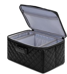 Portable makeup box with Lock, Large Capacity Travel Makeup Case Black