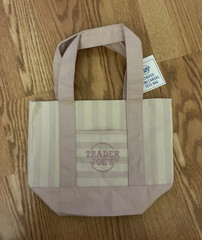 Trader Joe’s Mini Striped Canvas Tote Bag Pink/Beige New