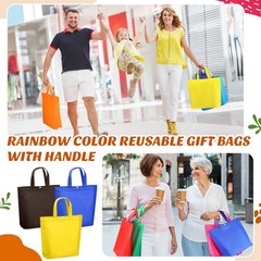 Paterr 100 Pcs Reusable Grocery Bags Bulk Shopping Tote with Handle Non Woven…