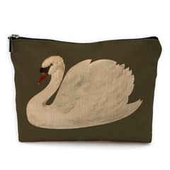 Yomisex Vintage White Swan Makeup Bag, Minimalist Neutral Retro –
