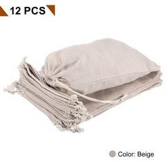 12pcs Cotton Storage Bags 7.9″ x 11.8″ Canvas Drawstring Bag, Beige