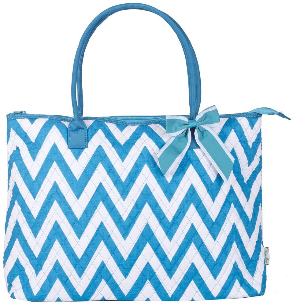 NEW BLUE CHEVRON SHOPPING BAG TOTE TRAVEL LUGGAGE HANDBAG CARRY ON OVER NIGHT