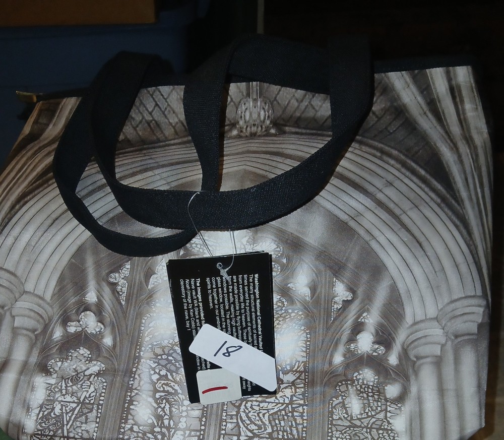 Galleria Enterprises Reusable Large Tote Shopping Bag Black/Gray Print 18in 45qt