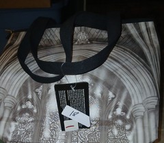 Galleria Enterprises Reusable Large Tote Shopping Bag Black/Gray Print 18in 45qt